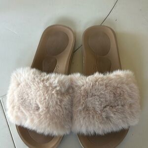 🍁💐Cozy Faux Fur Slide Sandals - Cream